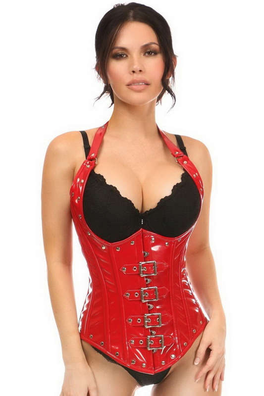Plus Size Top Drawer Red Patent PVC Vinyl Underbust Corset