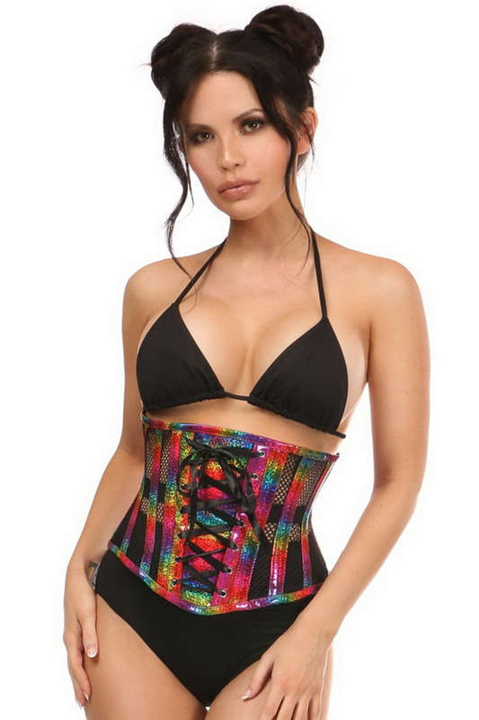 Top Drawer Rainbow Glitter PVC Waist Cincher
