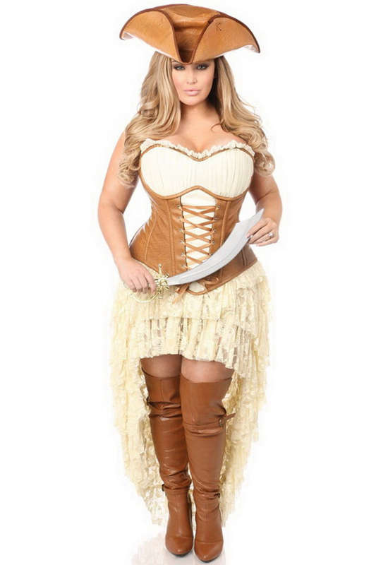 Plus Size Light Brown Sexy Pirate Corset Costume