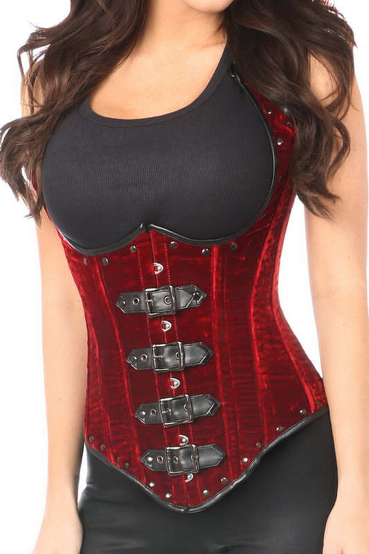 Top Drawer Steel Boned Red Velvet Underbust Corset