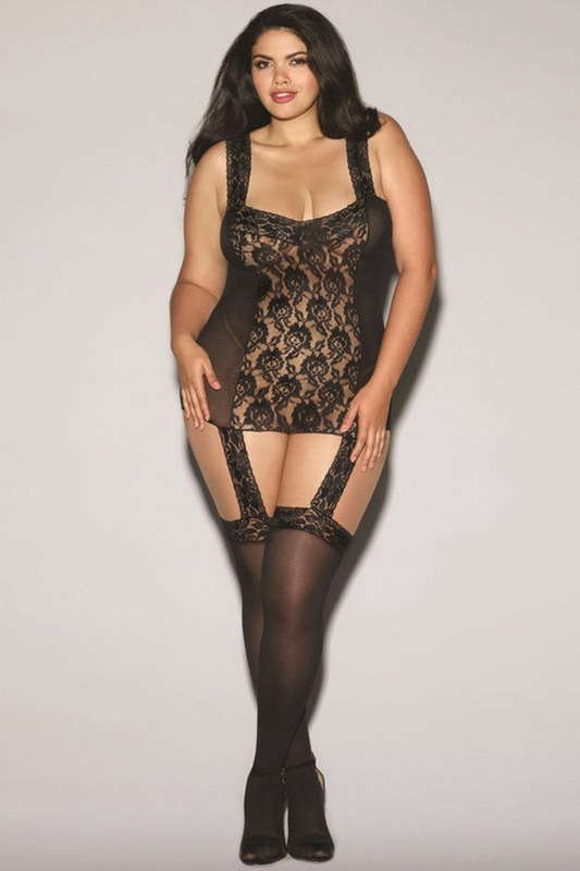Plus Size Black Diamond Tahiti Garter Dress