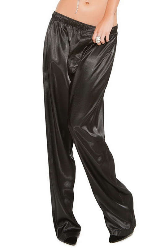 Black Charmeuse Satin Unisex Pants