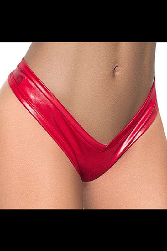 Red Wet Look Thong