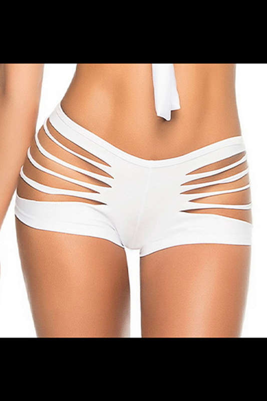 White Slashed Boyshort