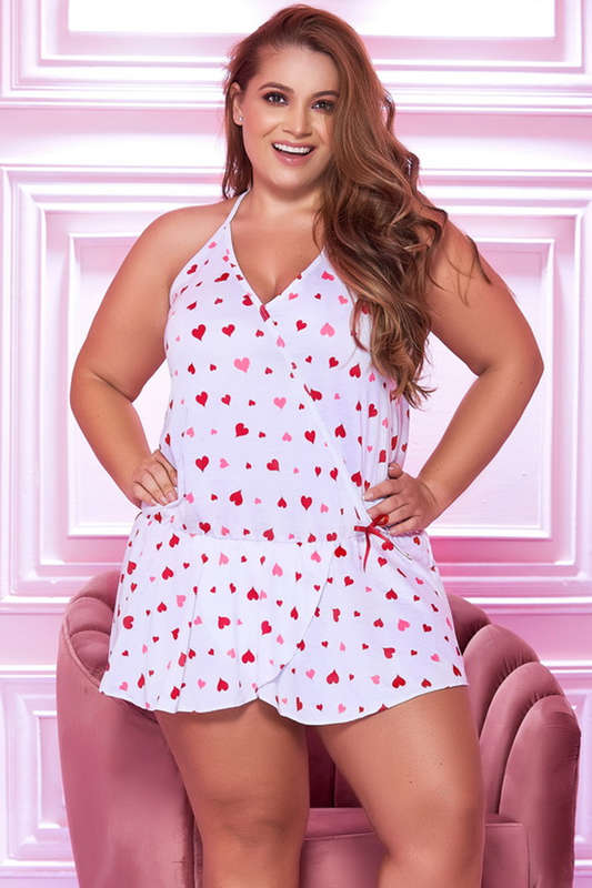 Plus Size Valentines Day Sleep Shirt & Short Set