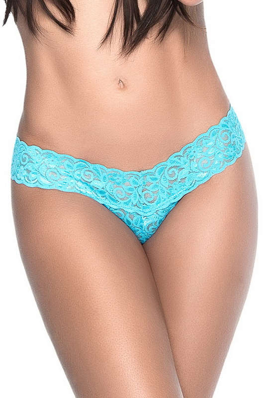 Turquoise Lace Thong
