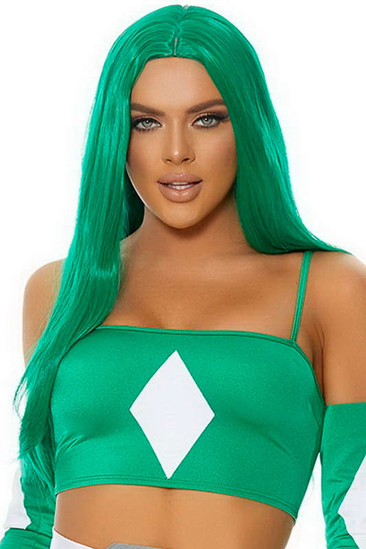 Green Long Straight Wig