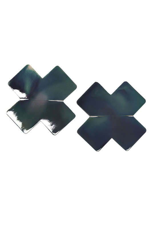 Gray Holographic Cross Pasties