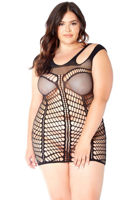 Plus Size Black Knit Chemise