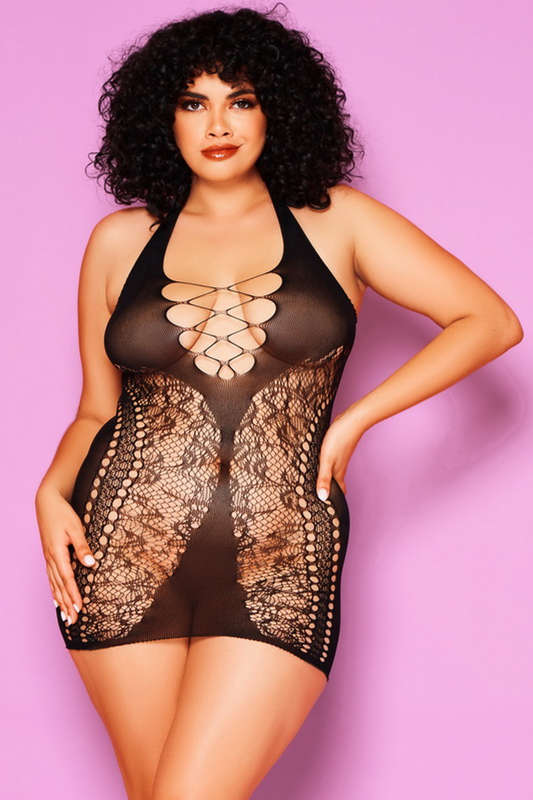 Plus Size Crazy Over You Halter Lingerie Chemise