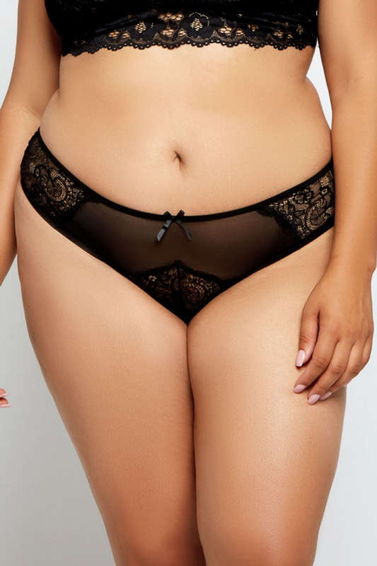 Plus Size Keyhole Back Black Panty