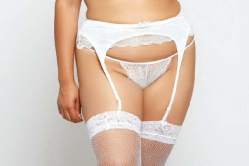 Plus Size White Lace Love Thong