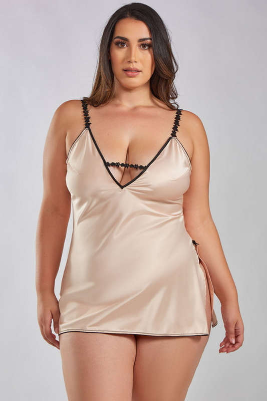 Plus Size Celeste's Blush Lace Up Chemise