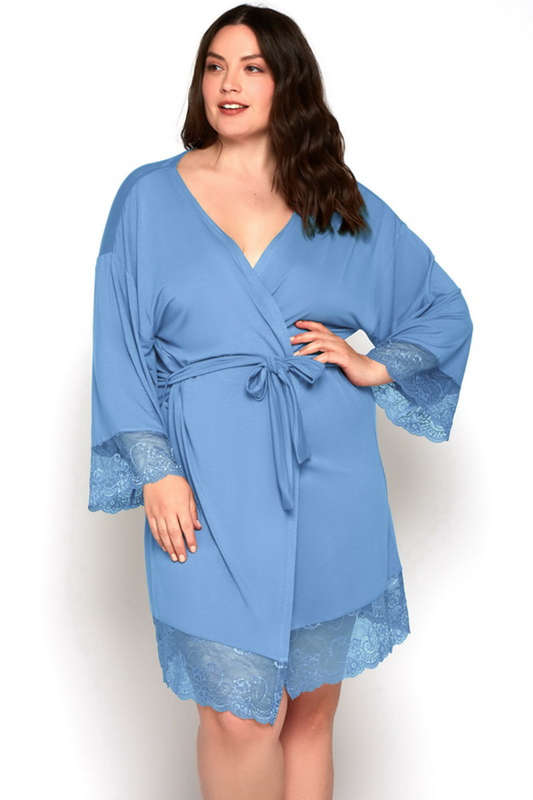 Plus Size Blue Olivia Viscose Robe