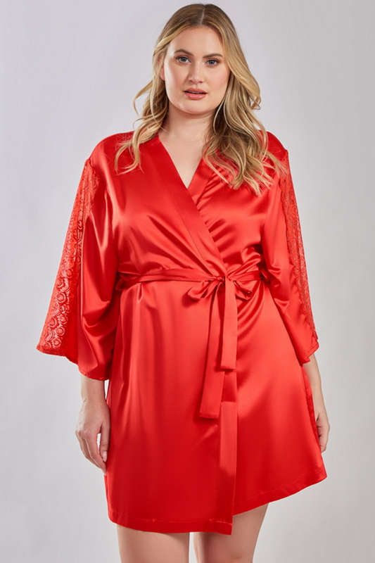 Plus Size Celina Satin & Lace Robe