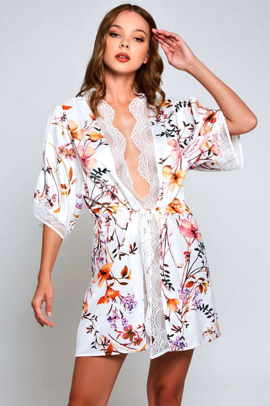 White Floral Lucia Robe