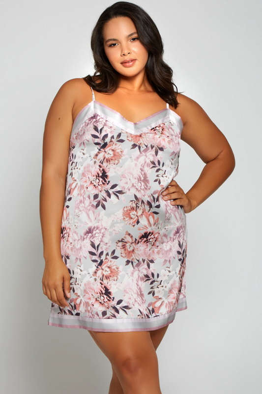Plus Size Mauve Satin Leanne Chemise