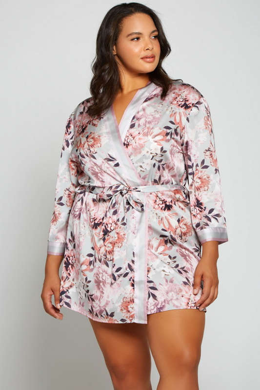 Plus Size Mauve Satin Leanne Robe