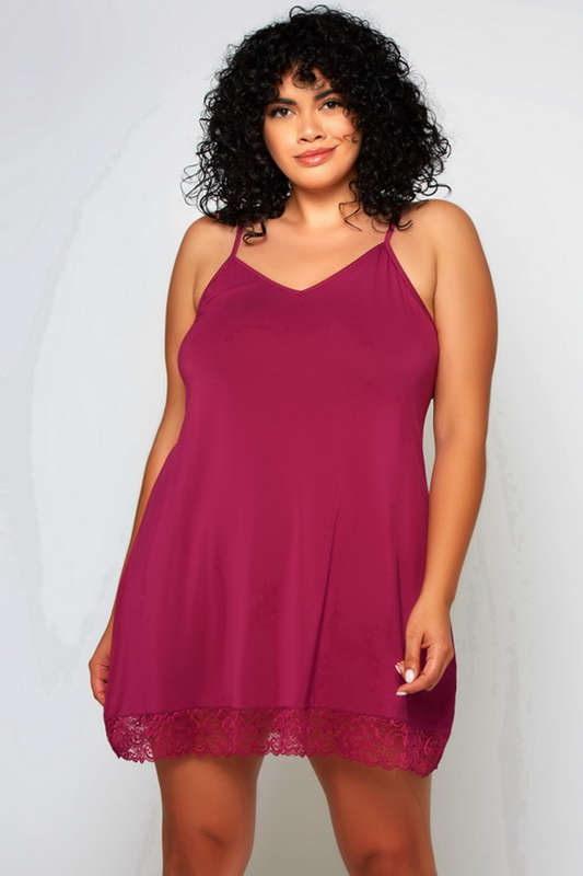 Plus Size Raspberry Viscose Sleepwear Lingerie Chemise