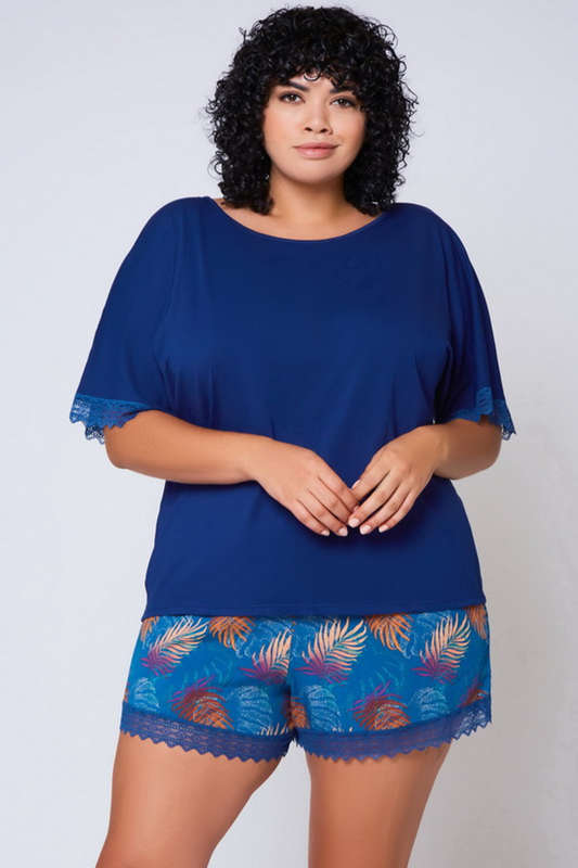 Plus Size Navy Goodnight Dear T-Shirt & Shorts