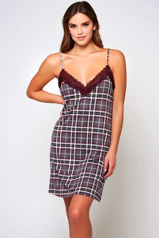 Grey Plaid Jessie Sleep Lingerie Chemise