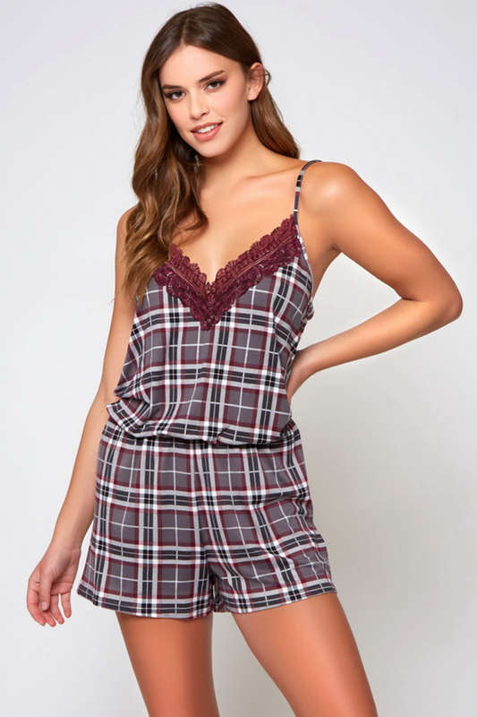 Grey Plaid Jessie Sleep Romper