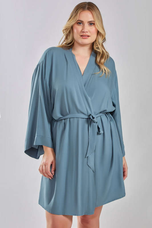 Plus Size Blue Cotton Esme Robe