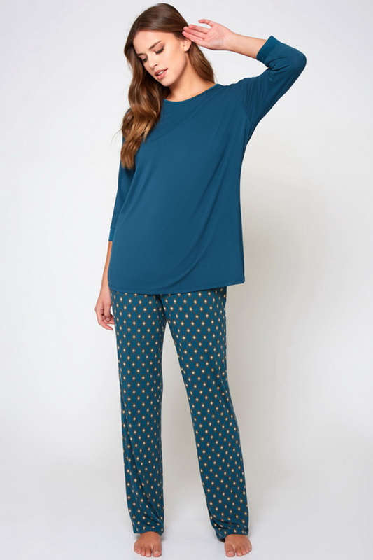 Teal Malachite Long Pajamas
