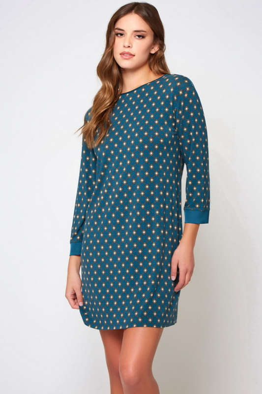 Teal Malachite Long Sleeved Night Gown