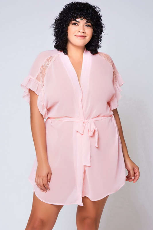 Plus Size Pink Chiffon Amelie Robe