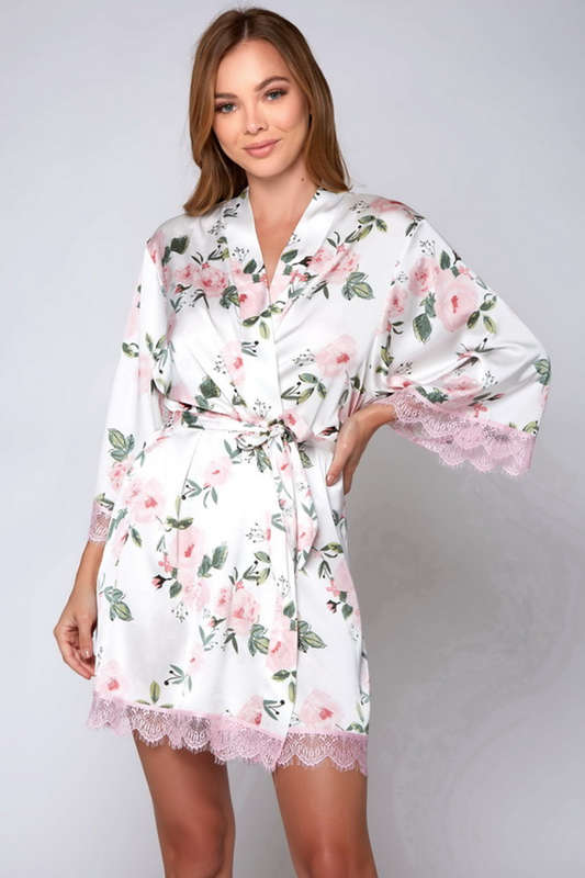 Blossoming Beauty Floral Satin Robe