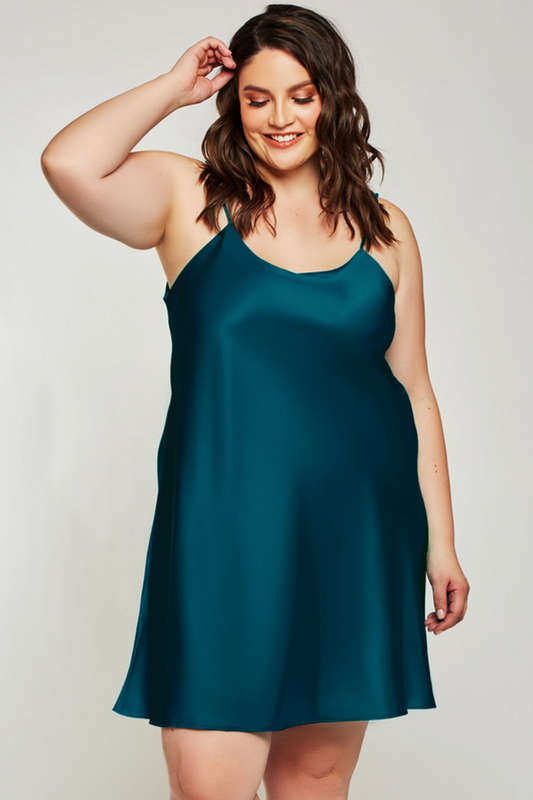 Plus Size Peacock Classic Satin Chemise