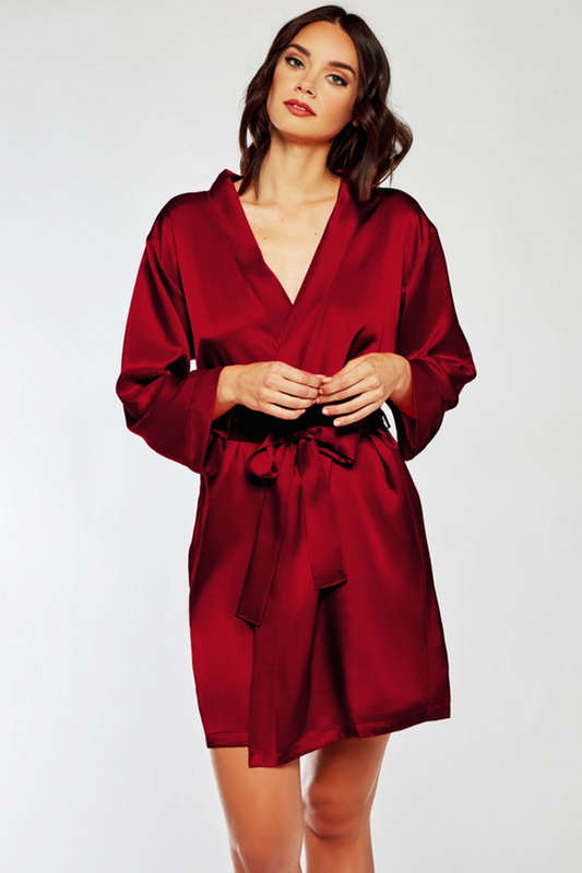 Burgundy Classic Satin Robe