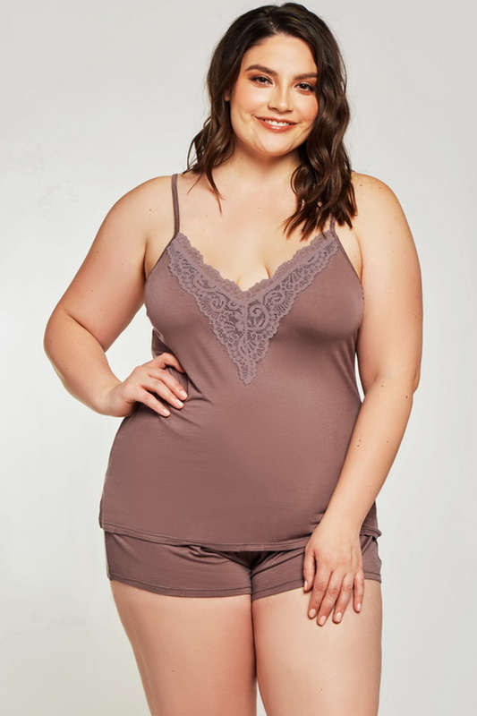 Plus Size Zenni Cappuccino Cami Set