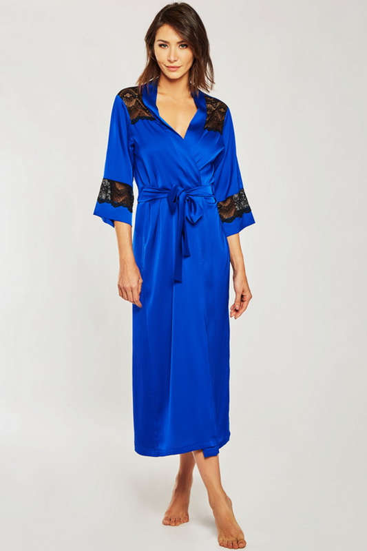 Royal Blue Long Satin Robe