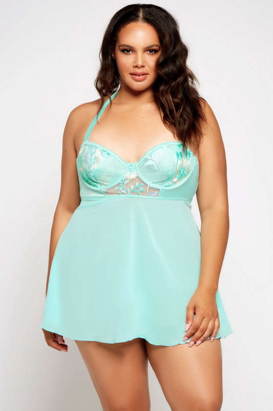 Plus Size Sophie's Mint Halter Babydoll