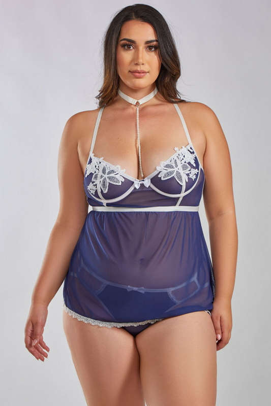 Plus Size Memories Of Us Babydoll & G-String Set