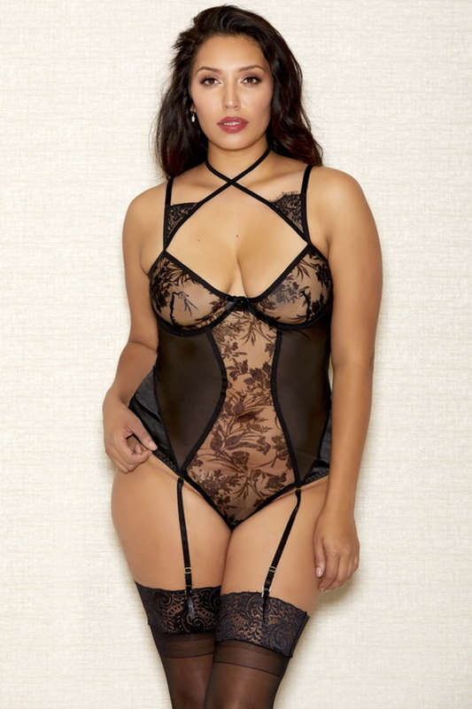 Plus Size Flocking Velvet Teddy