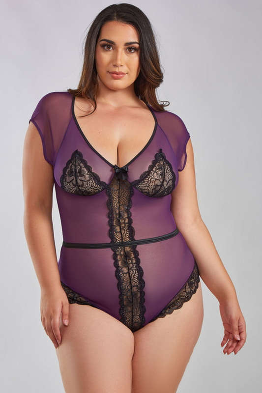 Plus Size Soft Cup Lace Teddy