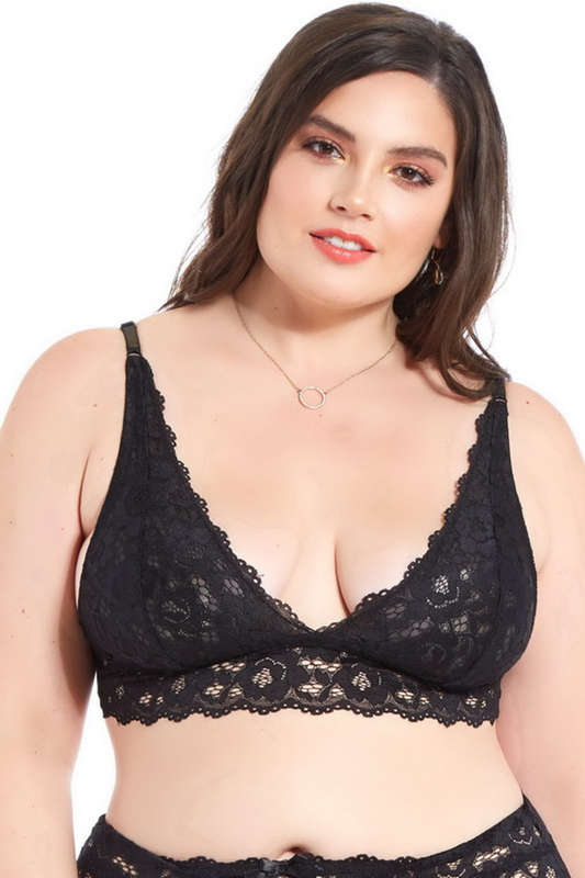 Plus Size Black Lace Bralette