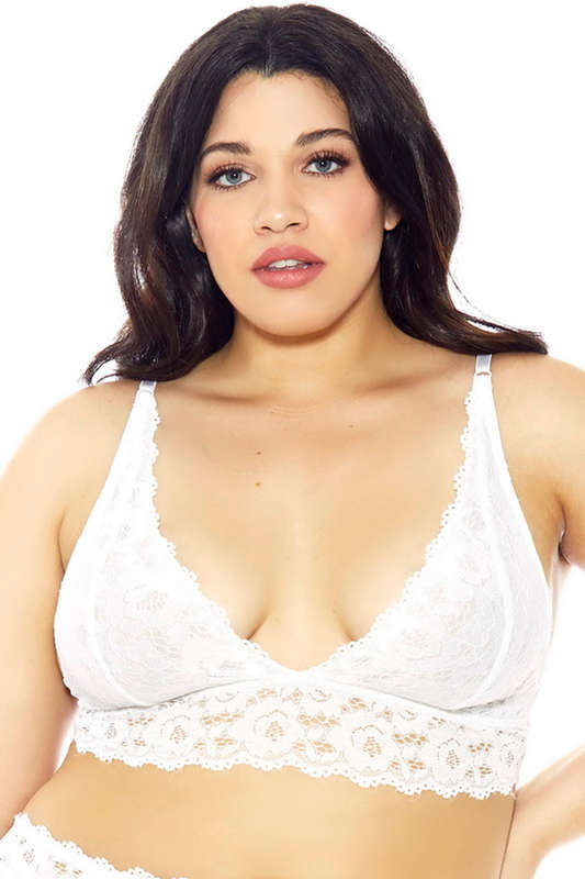Plus Size White Lace Bralette