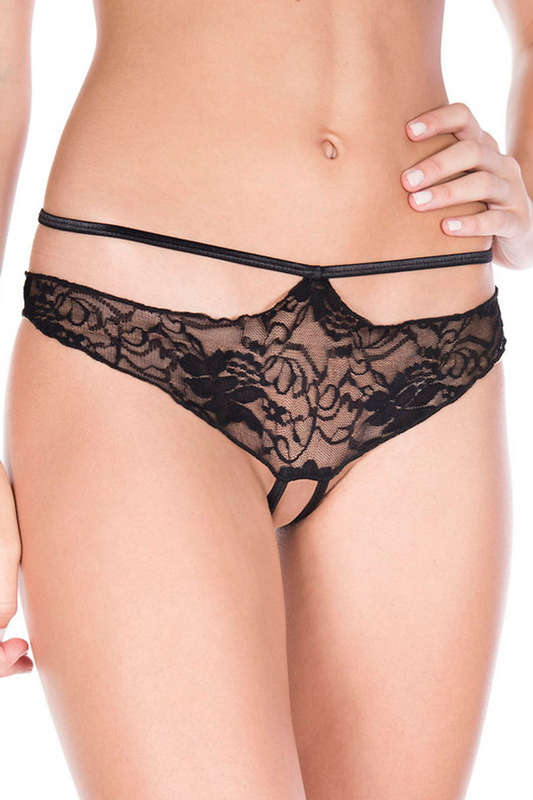 Crotchless Lace Thong