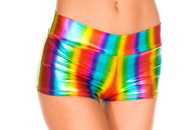 Rainbow Metallic Booty Shorts