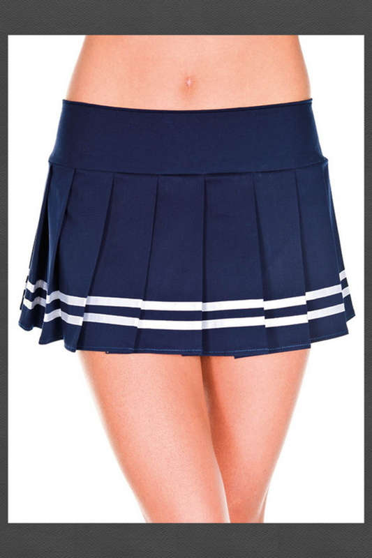 Navy Double Striped Mini Skirt