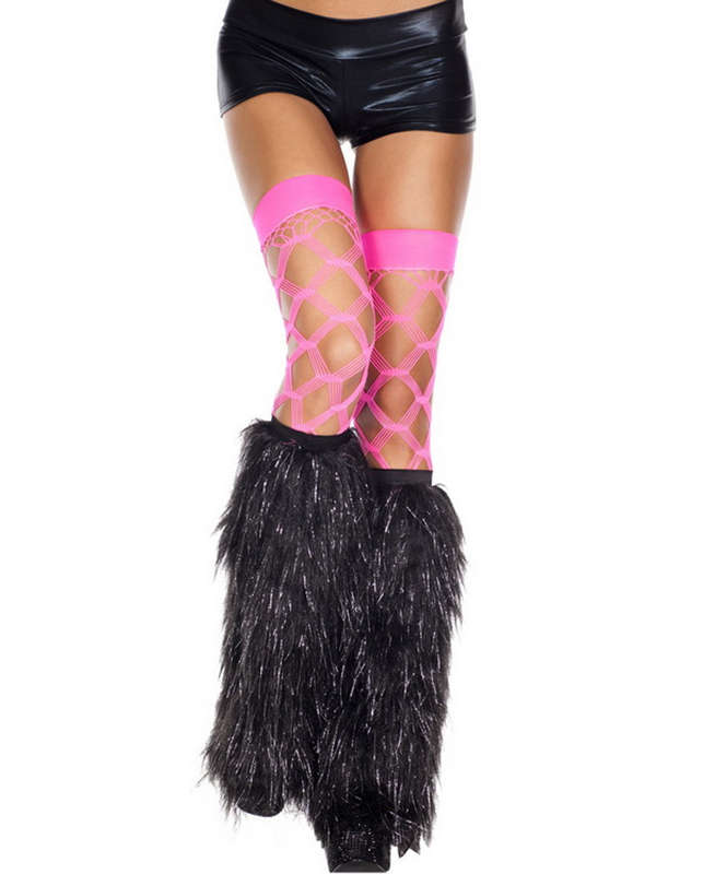 Black Furry Lurex Leg Warmers