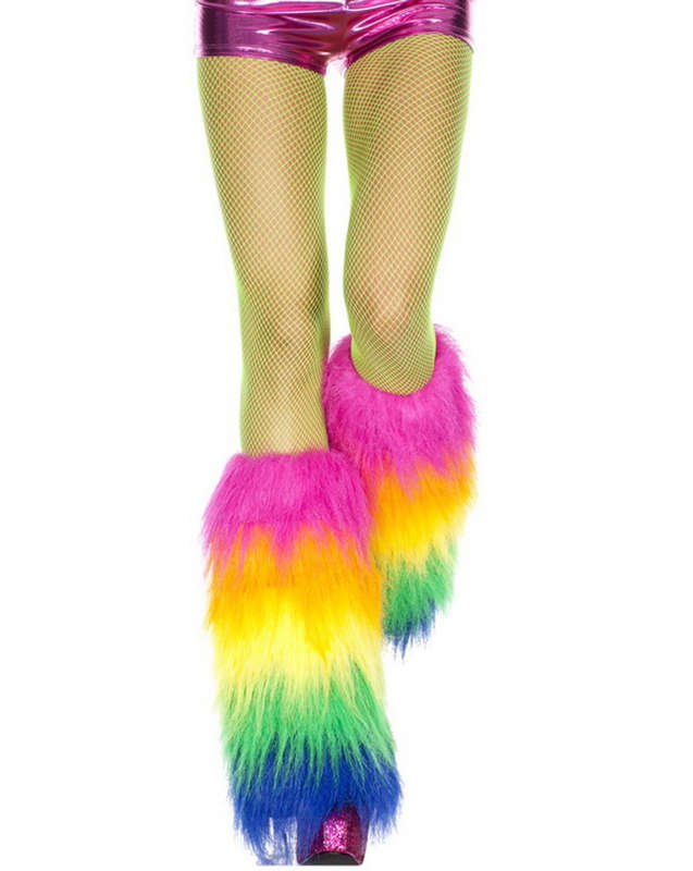 Rainbow Fur Leg Warmers