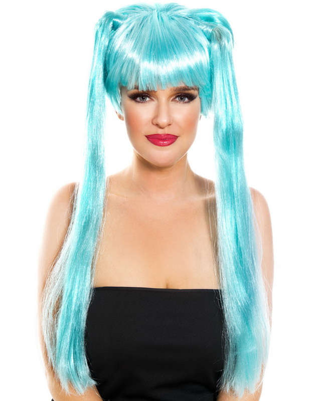 Turquoise Long Pig Tail Wig