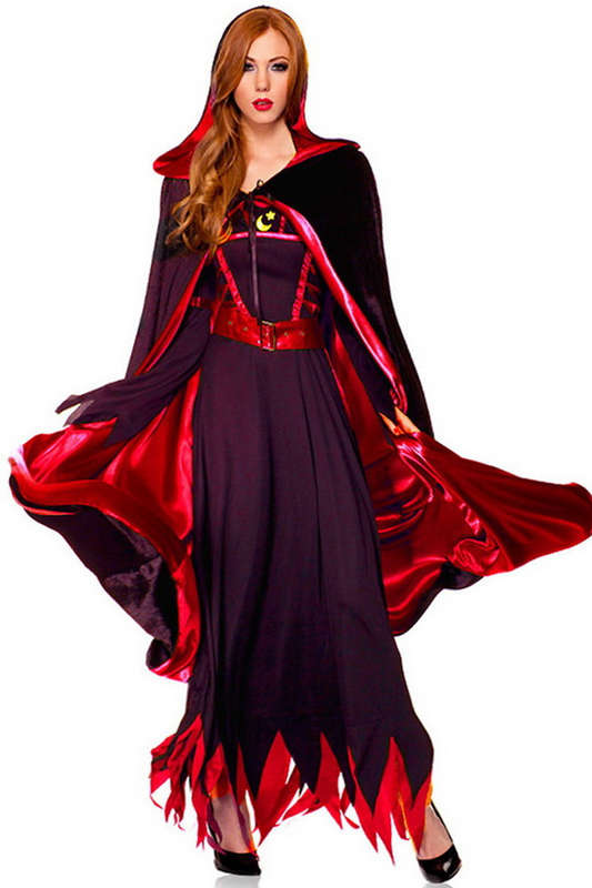 Black & Red Hooded Cape