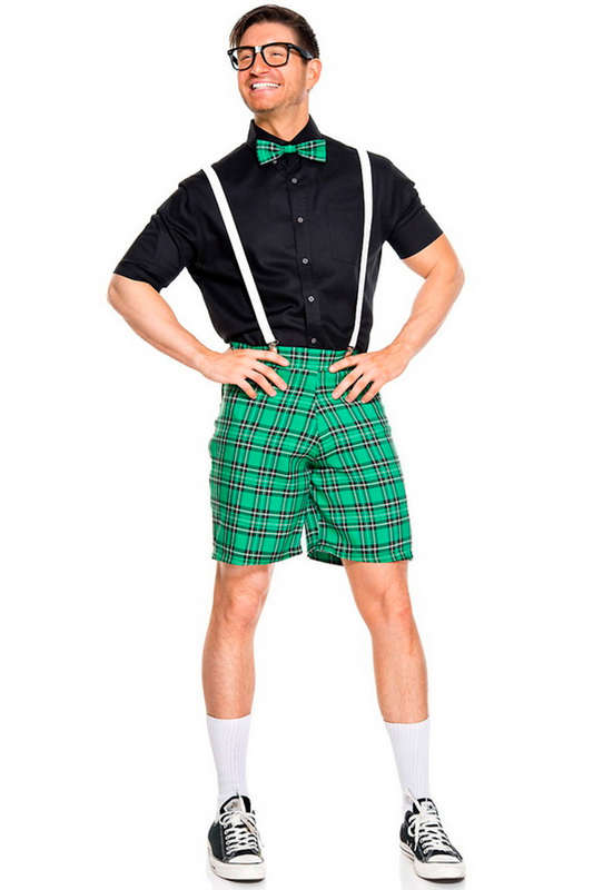 Men's Black & Green Classroom Nerd Costume