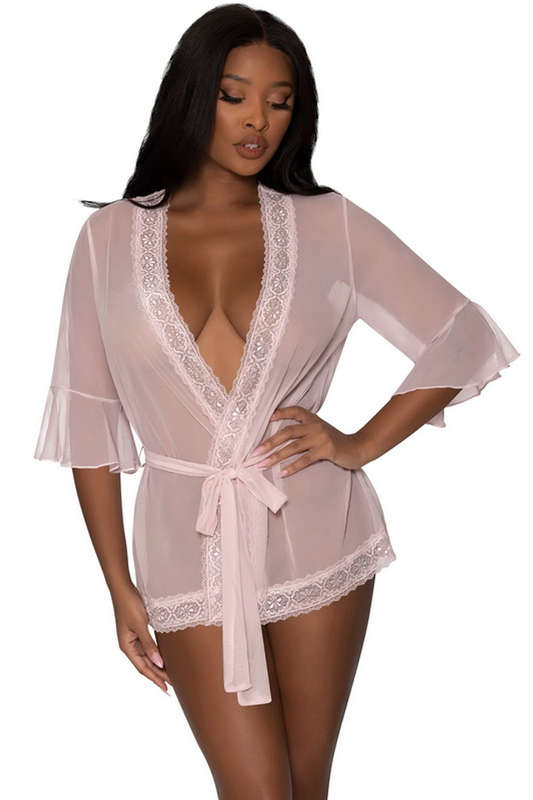 Blush Pink Sheer Mesh Robe